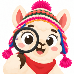 Peruvify llama with a magnifying glass